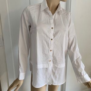 New Anne Klein White Cotton Stretch Button Shirt